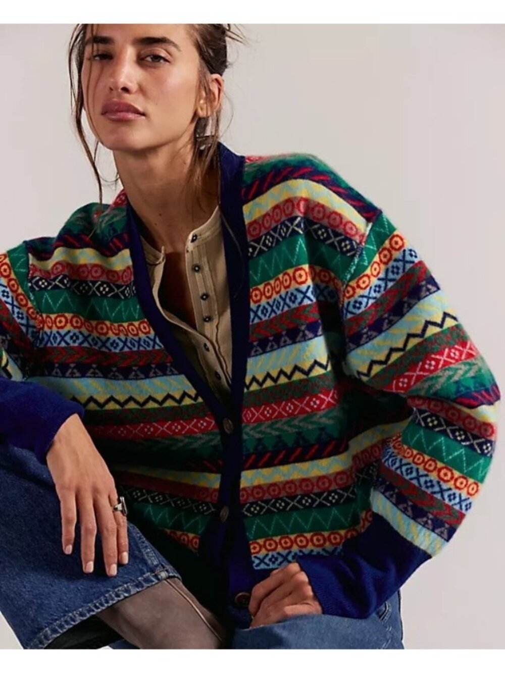 Free People Better Days Cashmere Cardigan Retro Vintage 90s Soft Knit Womens M